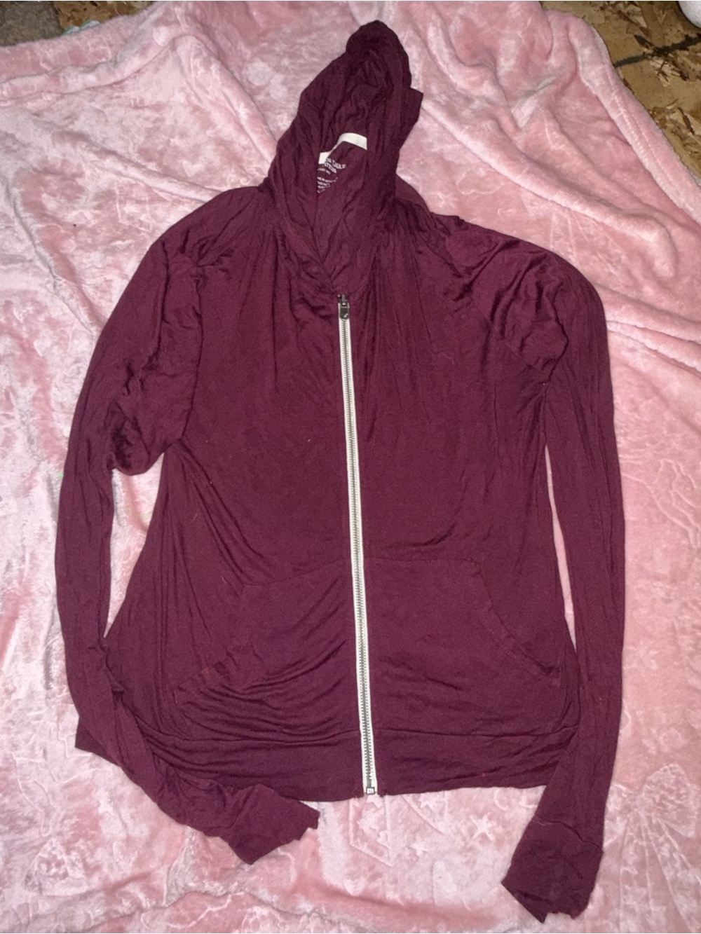 American Eagle Outfitters Burgundy Zip-Up Hoodie